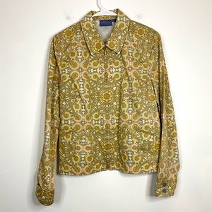 Pendleton Muted Tan Paisley Geometric 70’s Printed Zip Up Lightweight Jacket